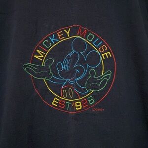 Vintage 90's Embroidered Mickey Mouse Navy T-Shirt size XL